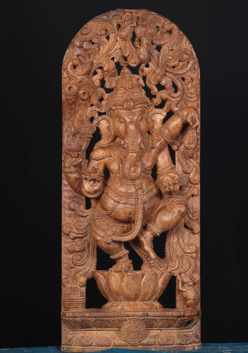 Wood Dancing Ganesh Statue 36"